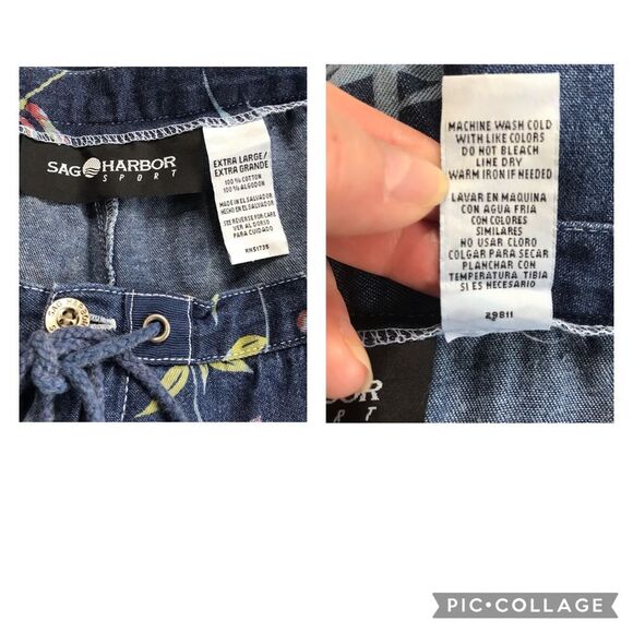 Sag Harbor Sport Tropical Lightweight Zip & Tie Wide Leg Cropped Jeans Blue XL - Picture 15 of 16